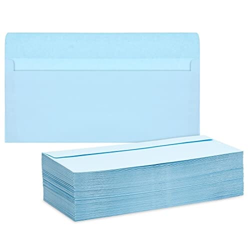 100-Pack #10 Light Blue Envelopes with Square Flap for Mailing, Invitations, Gift Certificates, Documents, Announcements, Thank You Notes, Business, Letter Size (4.1x9.5 in) Office Product Juvale 