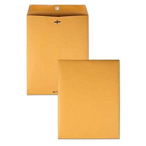 Quality Park 10 x 13 Clasp Envelopes, Gummed, Moisture-Activated Adhesive for Permanent Secure Seal, 28 lb Paper, Brown Kraft, 100/Box (QUA37897) Office Product Quality Park 