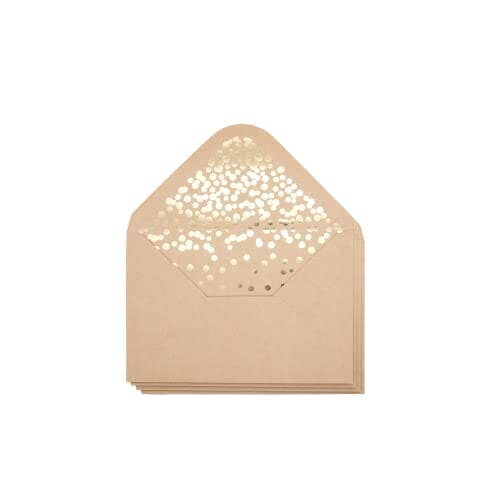 A4 Kraft Envelopes - 50 Pack Pointed Flap Foil Confetti Greeting Card Envelopes 4.2" x 6.2" for Wedding, Invitation, Baby Shower, Birthday, Graduation, Christmas, NYE (Gold Foil Confetti) Office Product Chriz.Z 