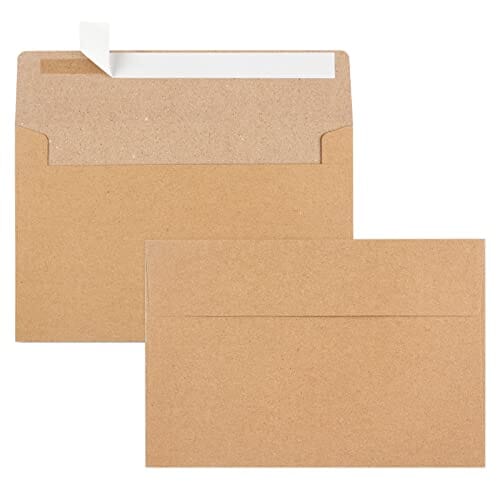 65 Packs A4 Invitation Envelopes, Brown Kraft Envelopes, 4x6 Photo Envelopes for Invitations, Envelopes Self Seal for Weddings, Baby Shower, Photos, Postcards, Greeting Cards, Mailing Office Product Joyberg 