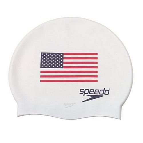 Speedo Silicone 'Flag' Swim Cap, White, One Size Swim Cap Speedo 