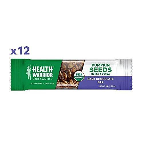 Pumpkin Seed Protein Bars, Dark Chocolate, 8g Plant Protein, Gluten Free, 12 Count Food & Drink Health Warrior 