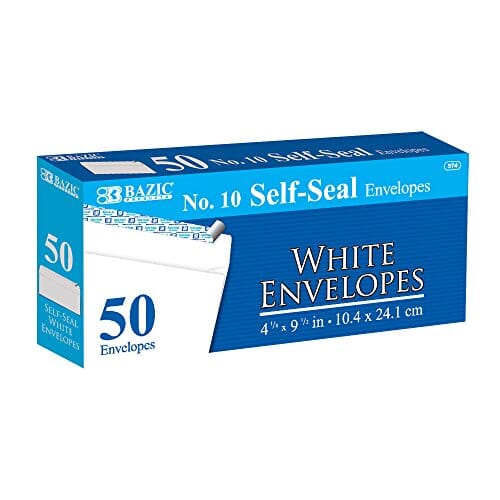 BAZIC #10 Self-Seal White Envelope (50/Pack) Office Product BAZIC Products 