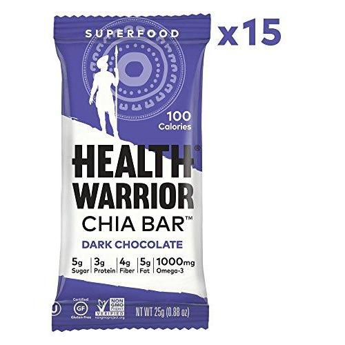 Chia Bars, Dark Chocolate, Gluten Free, Vegan, 25g bars, 15 Count Food & Drink Health Warrior 