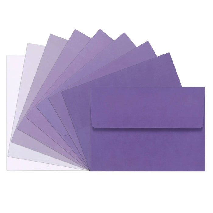 Purple 5x7 Envelopes - 18 Pack Self Seal A7 Gradient Fade Out Envelopes for Invitations, Letters, Photos, Thank You Cards, Wedding ENVELOPE IndigoCase 