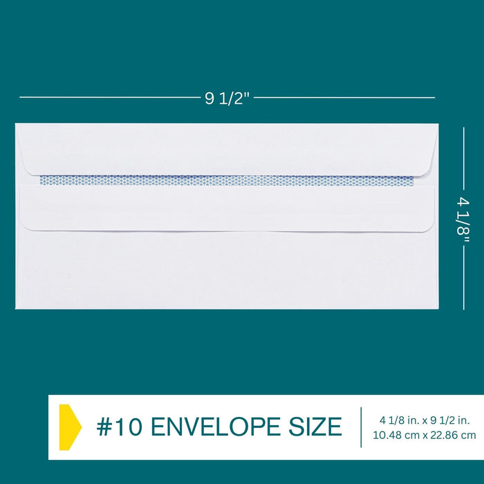 #10 Envelopes Self Seal - 500/pack - 4 1/8 x 9 1/2 inch Letter Size - Business Envelopes #10 Flip & Stick Closure, Security Tinted for Invoices, Statements - Blank White 24lb Paper ENVELOPE EnDoc 
