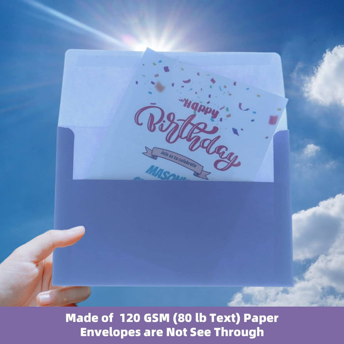 Purple 5x7 Envelopes - 18 Pack Self Seal A7 Gradient Fade Out Envelopes for Invitations, Letters, Photos, Thank You Cards, Wedding ENVELOPE IndigoCase 