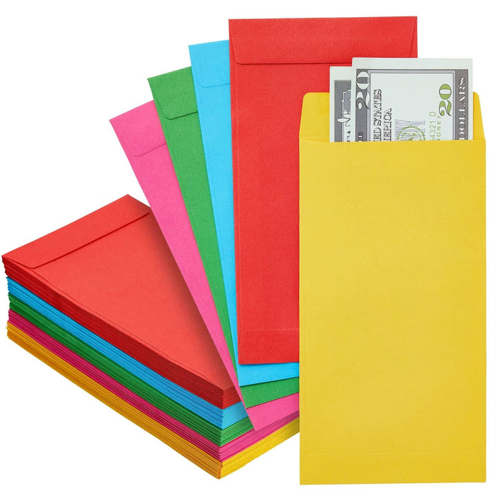 100 Pack Colorful Money Envelopes for Cash, Payroll, Money Saving, Coins, Currency, 100GSM (4 x 7 In) ENVELOPE Paper Junkie 