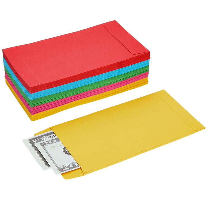 100 Pack Colorful Money Envelopes for Cash, Payroll, Money Saving, Coins, Currency, 100GSM (4 x 7 In) ENVELOPE Paper Junkie 