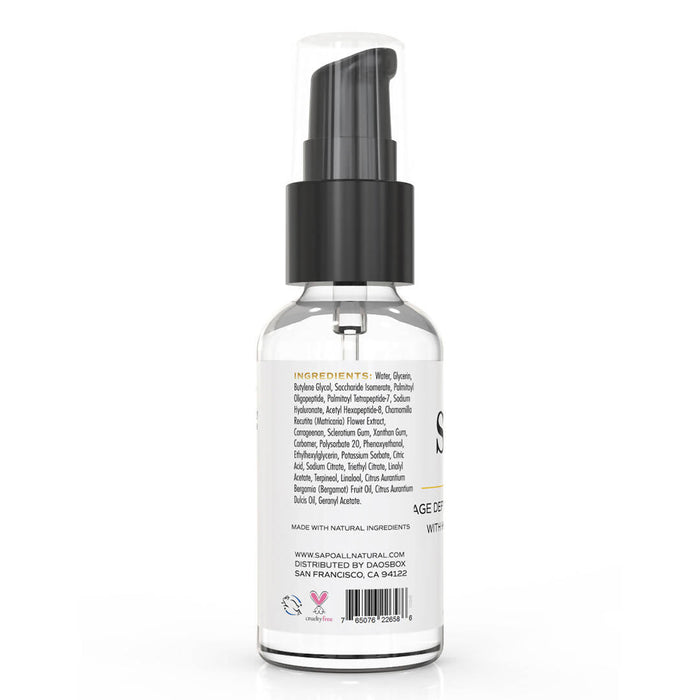 Eye Serum with Peptides, Hyaluronic Acid, Chamomile Extract, Vitamin C and Bergamot Oil Skin Care Sapo All Naturals 