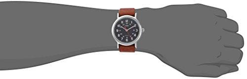 Timex Unisex TW2R63100 Weekender 38mm Brown/Black Leather Slip-Thru Strap Watch Watch Timex 