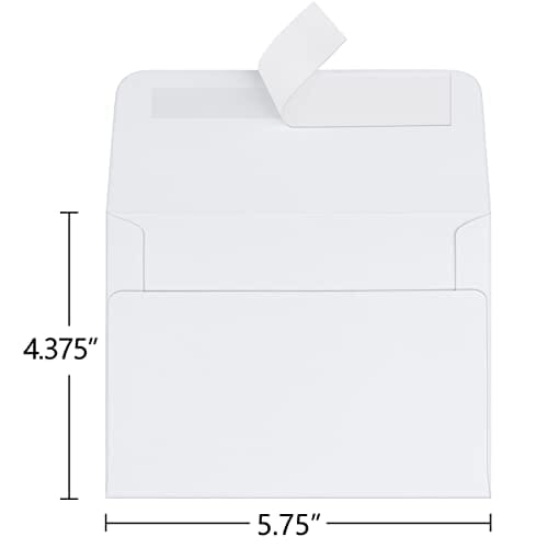 100 Pack White A2 Paper Envelopes Peel & Seal Invitation Envelopes for Weddings, RSVP, Photos, Greeting Cards, Baby Shower, Announcements, Thank You Notes 4.375 x 5.75 Inches Office Product BagDream 