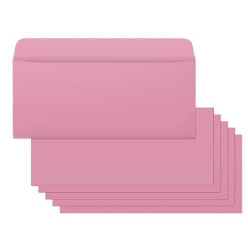 Business Envelops, 200-Pack #10 Pink Envelopes, Standard Square Flap, Gummed Seal, Perfect for Invitations, Office, Checks, Letter, Mailing, Crafts, Printable, Windowless, 4-1/8 x 9-1/2 Inches Office Product Bubbley 