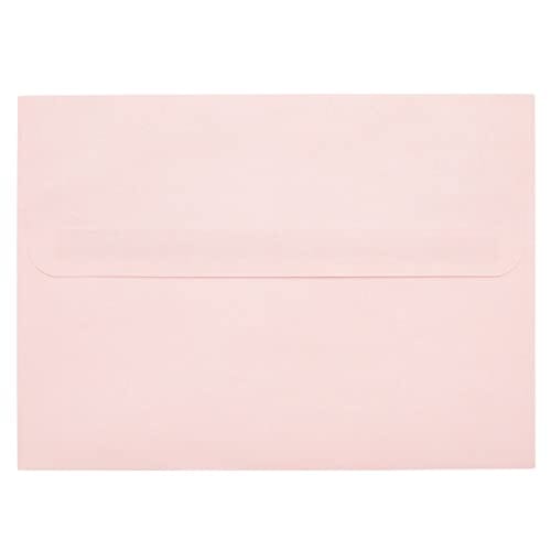 Best Paper Greetings 50 Pack Pink A7 Envelopes, 5x7 Size for Mailing Wedding Invitations, Announcements, Bridal Shower, Greeting Cards, Thank You Notes, Rose Gold Foil Lining, Peel & Stick Seal Office Product Best Paper Greetings 