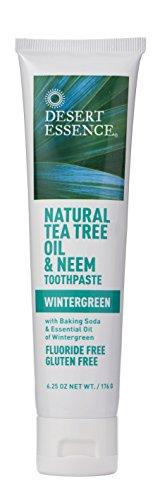 Desert Essence Natural Tea Tree Oil and Neem Toothpaste, Wintergreen,6.25 Oz (Pack of 3) Toothpaste Desert Essence 