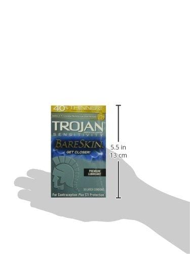 Trojan Sensitivity Bareskin Lubricated Latex Condoms, 10 Count Condom Trojan 