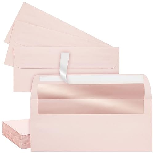 50 Pack Pink A7 Envelopes, 5x7 Size for Mailing Wedding Invitations,  Announcements, Bridal Shower, Greeting Cards, Thank You Notes, Rose Gold  Foil Lining, Peel & Stick Seal