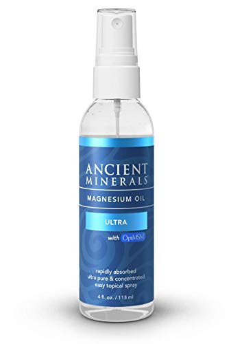 Ancient Minerals Magnesium Oil Ultra Spray with OptiMSM - Pure Genuine Zechstein Magnesium Chloride Supplement with MSM - Best Topical Skin Application for Dermal Absorption (4oz) Supplement Ancient Minerals 