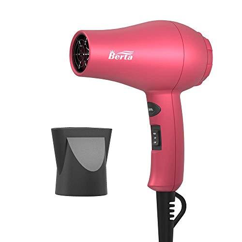 BERTA 1000 Watts Mini Hair Dryer Ceramic Ionic Travel Blow Dryer, Pink Hair Dryer Berta 