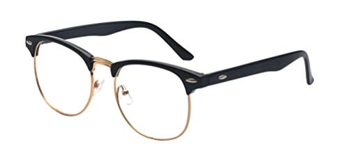Outray Vintage Retro Classic Half Frame Horn Rimmed Clear Lens Glasses for Men Women 2135c1 Black/Gold Shoes Outray 