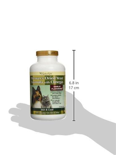 NaturVet Brewer's Dried Yeast Formula with Garlic Flavoring Plus Omegas for Dogs and Cats, 1000 ct Chewable Tablets, Made in USA Animal Wellness NaturVet 