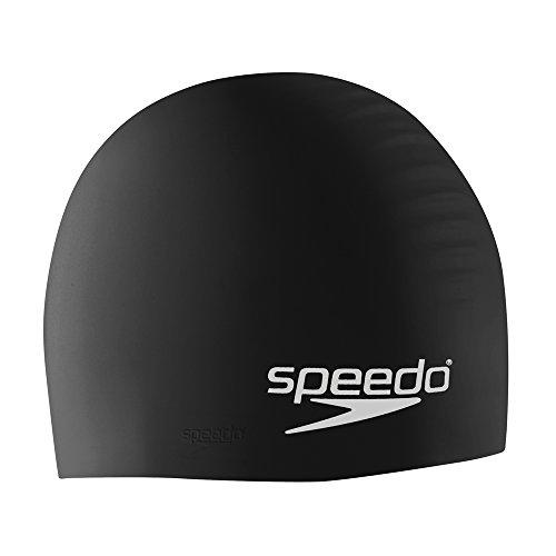 Speedo Silicone Solid Swim Cap, Black, One Size Swim Cap Speedo 