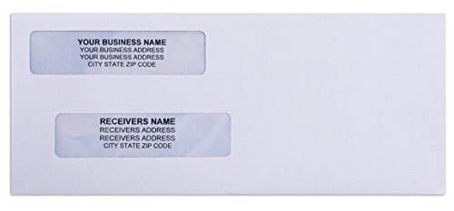 500 Self Seal QuickBooks Double Window Security Check Envelopes - for Business Laser Checks, Ultra Security Tinted, Self Adhesive Peel & Seal White, Size 3 5/8 x 8 11/16-24lb NOT for INVOICES Office Product Prime Business Checks 