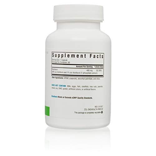 Riboflavin | 60 Vegetarian Capsules | Seeking Health | 400 mg Riboflavin | Vitamin B2 Supplement Seeking Health 