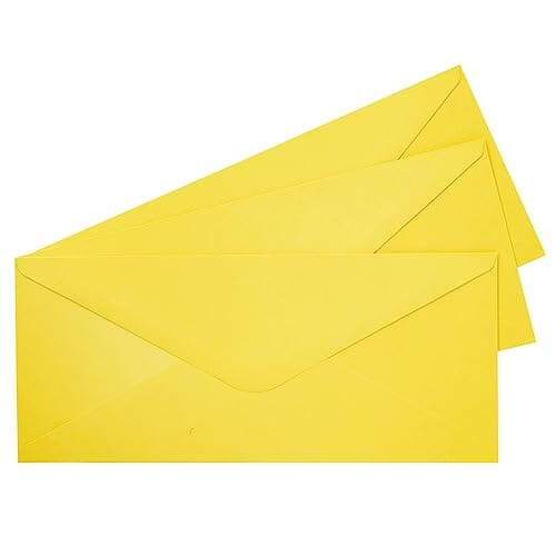 200 Pack #10 Yellow Envelopes Bulk with Gummed Seal for Party Invitation Cards, Mailing Business Letters, Checks (4 1/8 x 9 1/2) Office Product Sustainable Greetings 