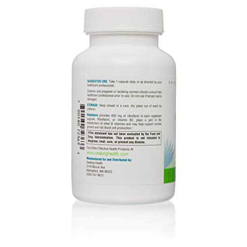 Riboflavin | 60 Vegetarian Capsules | Seeking Health | 400 mg Riboflavin | Vitamin B2 Supplement Seeking Health 