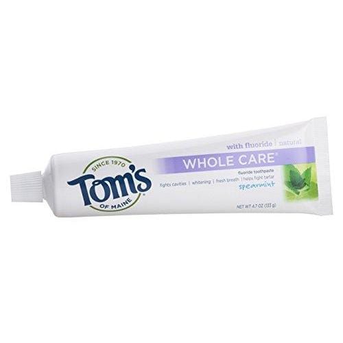 Tom's of Maine Whole Care Fluoride Toothpaste Spearmint, 4.7 Ounce, 2 Count Toothpaste Tom's of Maine 