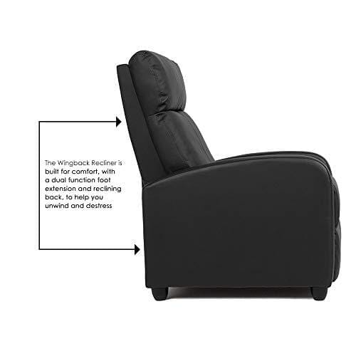 FDW Wingback Recliner Chair Leather Single Modern Sofa Home Theater Seating for Living Room (Black) Furniture FDW 
