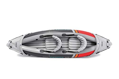 Intex 68310VM Dakota K2 2-Person Heavy-Duty Vinyl Inflatable Kayak with 86-Inch Oars and Air Pump, Gray & Red Outdoors Intex 
