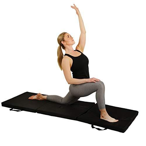 Sunny Health & Fitness Folding Gymnastics Mat - Extra Thick with Carry Handles - for Exercise, Yoga, Fitness, Aerobics, Martial Arts, Gym Mat, Cardio, Tumbling (6 FT x 2 FT) Sports Sunny Health & Fitness 