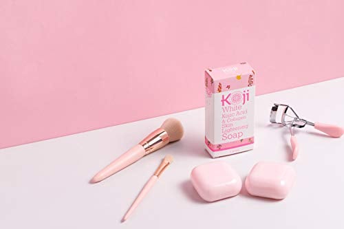 Kojic Acid & Collagen Skin Lightening Soap (2.82 oz / 2 Bars) – Natural Skin Brightening For Even Complexion – Moisturizes, Reduces Acne Scars & Wrinkles, Fades Dark Or Red Spots & Freckles Skin Care Koji White 