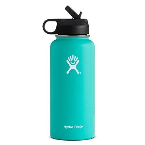 Hydro Flask Vacuum Insulated Stainless Steel Water Bottle Wide Mouth with Straw Lid (Mint, 32-Ounce) Sport & Recreation Hydro Flask 