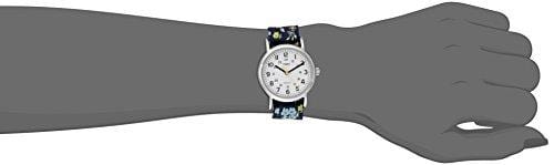 Timex Women's T2P370 Weekender 31mm Blue Floral Nylon Slip-Thru Strap Watch Watch Timex 