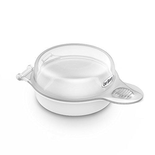 Chef Buddy Microwave Maker, a Healthy Breakfast Utensil Kitchen Essentials,  Easy to Make-Holds Up to Two Eggs and Cooks in 45 Seconds, White