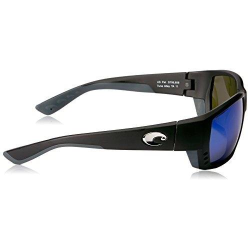 Costa Del Mar Tuna Alley Sunglasses, Matte Black, Blue Mirror 580 Glass Lens Sunglasses Costa Del Mar 
