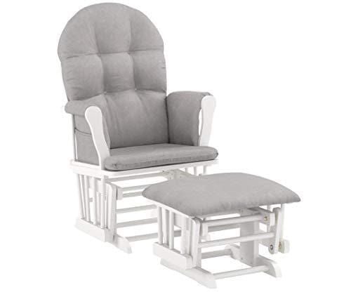 Windsor Glider and Ottoman White with Gray Cushion ShopWell