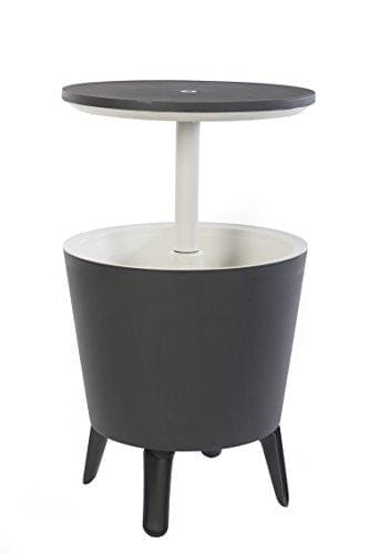 Keter Modern Cool Bar Outdoor Patio Furniture and Hot Tub Side Table with 7.5 Gallon Beer and Wine Cooler, Dark Grey Lawn & Patio Keter 