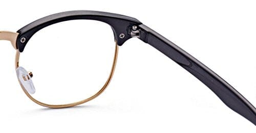 Outray Vintage Retro Classic Half Frame Horn Rimmed Clear Lens Glasses for Men Women 2135c1 Black/Gold Shoes Outray 