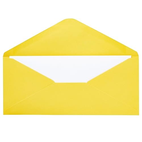200 Pack #10 Yellow Envelopes Bulk with Gummed Seal for Party Invitation Cards, Mailing Business Letters, Checks (4 1/8 x 9 1/2) Office Product Sustainable Greetings 