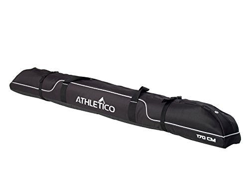 Athletico Diamond Trail Padded Ski Bag - Single Ski Travel Bag to Transport Skis (Black, 170cm) Ski Athletico 