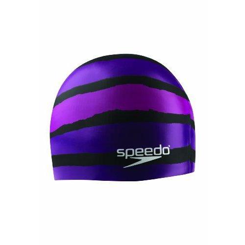Speedo Silicone 'Flash Forward' Swim Cap, Black/Purple Swim Cap Speedo 