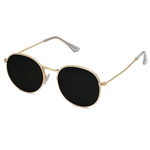 SOJOS Polarized Sunglasses Classic Small Round Metal Frame for Women Men SJ1014 with Gold Frame/Grey Lens Shoes SOJOS 