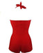 Century Star Women's Retro Halter Top Vintage Inspired Boy-Leg One Piece Ruched Monokinis Swimsuit Bathing Suits Vacation Red XX-Large (US 10-12) Women's Swimwear Century Star 