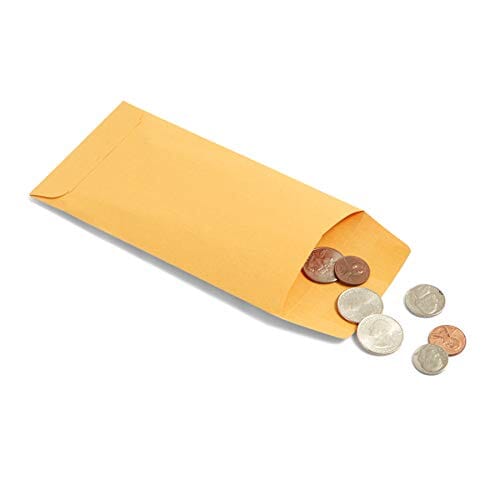Blue Summit Supplies 500#7 Coin Envelopes, Gummed Seal, 28 lb Brown Kraft Coin Envelopes, for Holding Coins and Keys, Number 7 Size, 3 1/2” X 6 1/2”, 500 Pack Office Product Blue Summit Supplies 