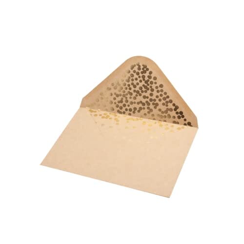 A4 Kraft Envelopes - 50 Pack Pointed Flap Foil Confetti Greeting Card Envelopes 4.2" x 6.2" for Wedding, Invitation, Baby Shower, Birthday, Graduation, Christmas, NYE (Gold Foil Confetti) Office Product Chriz.Z 