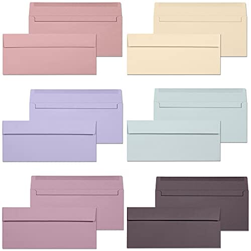 Business Envelopes, 120-Pack #10 Envelopes, 4 1/8 x 9 1/2 Inches, 6 Muted Pastel Colors Office Product MATICAN 